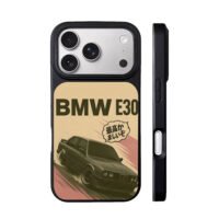 BMW E30 drifting with Japanese text iPhone 17 Pro Max Black Case