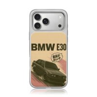 BMW E30 drifting with Japanese text iPhone 17 Pro Max Electroplated Silver Case1