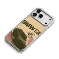 BMW E30 drifting with Japanese text iPhone 17 Pro Max Electroplated Silver Case2