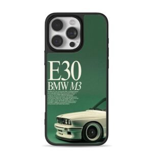 BMW E30 M3 vintage car green iPhone 16 Pro Max Black Case