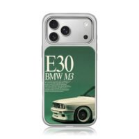 BMW E30 M3 vintage car green iPhone 17 Pro Max Electroplated Silver Case1
