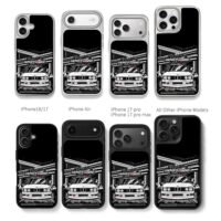 BMW E30 Wangan Warrior Art Chris Brown Phone Case Black Electroplated Silver For Iphone 11 To 17