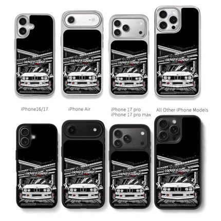 BMW E30 Wangan Warrior Art Chris Brown Phone Case Black Electroplated Silver For Iphone 11 To 17