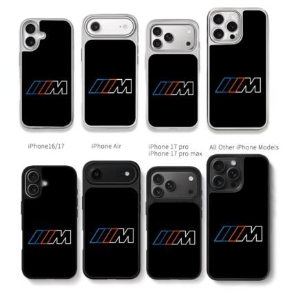 BMW M blue orange stripe logo Chris Brown Phone Case Black Electroplated Silver For Iphone 11 To 17