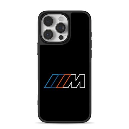 BMW M blue orange stripe logo iPhone 16 Pro Max Black Case