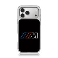 BMW M blue orange stripe logo iPhone 17 Pro Max Electroplated Silver Case1
