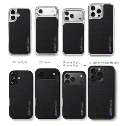 BMW M Power tri-color stripes Chris Brown Phone Case Black Electroplated Silver For Iphone 11 To 17