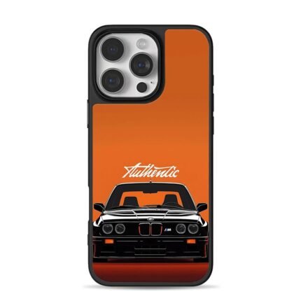 BMW M3 Authentic on orange iPhone 16 Pro Max Black Case