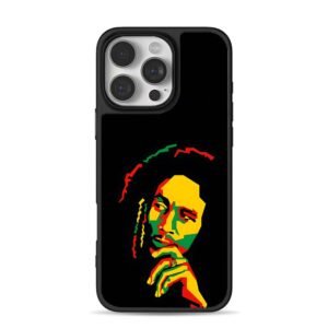 Bob Marley Rasta portrait iPhone 16 Pro Max Black Case