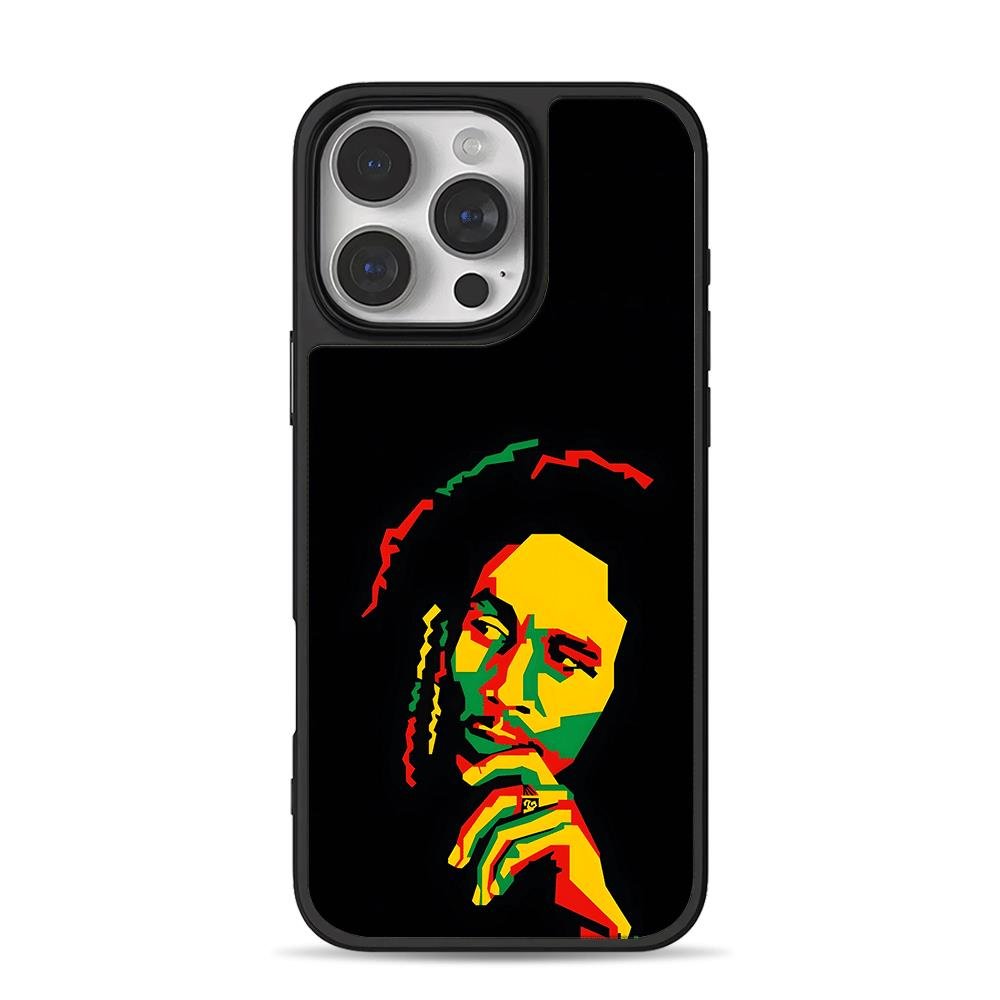 Bob Marley Rasta portrait iPhone 16 Pro Max Black Case Bob Marley Rasta portrait iPhone 16 Pro Max Black Case