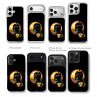 Boba Fett Star Wars twin suns Chris Brown Phone Case Black Electroplated Silver For Iphone 11 To 17