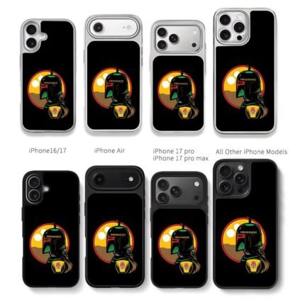 Boba Fett Star Wars twin suns Chris Brown Phone Case Black Electroplated Silver For Iphone 11 To 17