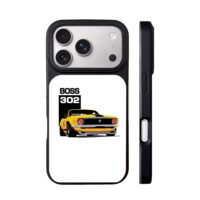 Boss 302 yellow Mustang car iPhone 17 Pro Max Black Case