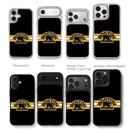 Boston Bruins black bear logo Chris Brown Phone Case Black Electroplated Silver For Iphone 11 To 17