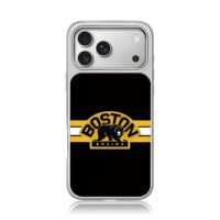 Boston Bruins black bear logo iPhone 17 Pro Max Electroplated Silver Case1