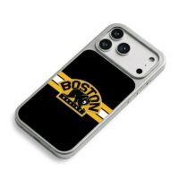 Boston Bruins black bear logo iPhone 17 Pro Max Electroplated Silver Case2