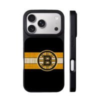 Boston Bruins logo on stripes iPhone 17 Pro Max Black Case