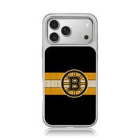 Boston Bruins logo on stripes iPhone 17 Pro Max Electroplated Silver Case1
