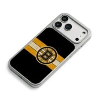 Boston Bruins logo on stripes iPhone 17 Pro Max Electroplated Silver Case2