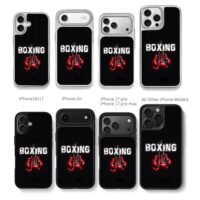BOXING text red boxing gloves Chris Brown Phone Case Black Electroplated Silver For Iphone 11 To 17