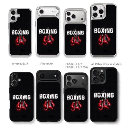 BOXING text red boxing gloves Chris Brown Phone Case Black Electroplated Silver For Iphone 11 To 17