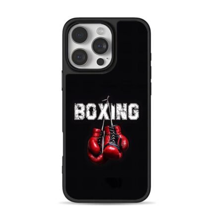 BOXING text red boxing gloves iPhone 16 Pro Max Black Case