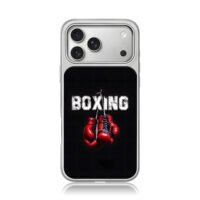 BOXING text red boxing gloves iPhone 17 Pro Max Electroplated Silver Case1