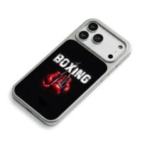 BOXING text red boxing gloves iPhone 17 Pro Max Electroplated Silver Case2