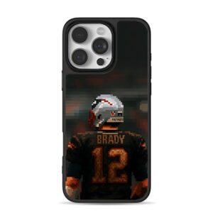 Brady Patriots pixel football art iPhone 16 Pro Max Black Case