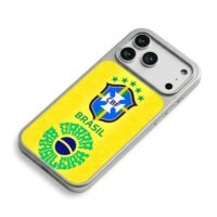 Brasil CBF football team crest iPhone 17 Pro Max Electroplated Silver Case2