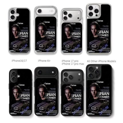 Brian OConner Fast Furious Car Chris Brown Phone Case Black Electroplated Silver For Iphone 11 To 17