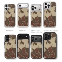 brown beige irregular pattern Chris Brown Phone Case Black Electroplated Silver For Iphone 11 To 17