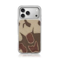 brown beige irregular pattern iPhone 17 Pro Max Electroplated Silver Case1