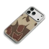 brown beige irregular pattern iPhone 17 Pro Max Electroplated Silver Case2