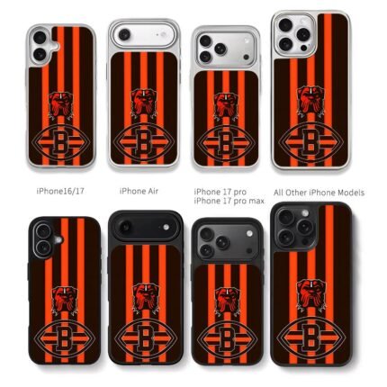 Browns bulldog B logo stripes Chris Brown Phone Case Black Electroplated Silver For Iphone 11 To 17