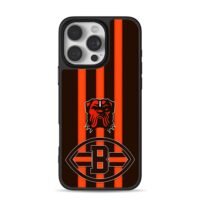 Browns bulldog B logo stripes iPhone 16 Pro Max Black Case