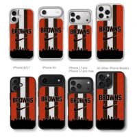 Browns Nike striped skyline Chris Brown Phone Case Black Electroplated Silver For Iphone 11 To 17