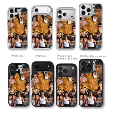 Bruce Lee and MJ photo collage Chris Brown Phone Case Black Electroplated Silver For Iphone 11 To 17