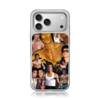 Bruce Lee and MJ photo collage iPhone 17 Pro Max Electroplated Silver Case1