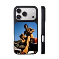 Bruce Lee in brown suit on car iPhone 17 Pro Max Black Case