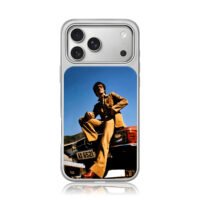 Bruce Lee in brown suit on car iPhone 17 Pro Max Electroplated Silver Case1