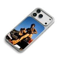 Bruce Lee in brown suit on car iPhone 17 Pro Max Electroplated Silver Case2