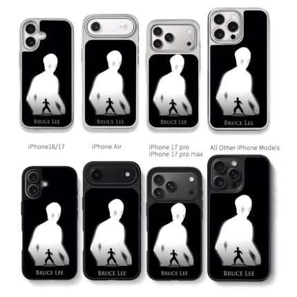 Bruce Lee kung fu silhouette Chris Brown Phone Case Black Electroplated Silver For Iphone 11 To 17