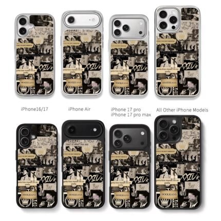 Bruno Mars lyric photo collage Chris Brown Phone Case Black Electroplated Silver For Iphone 11 To 17