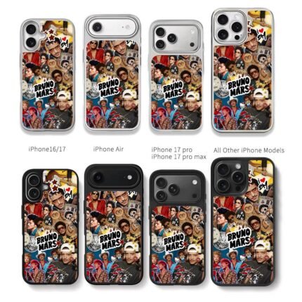 Bruno Mars music photo collage Chris Brown Phone Case Black Electroplated Silver For Iphone 11 To 17