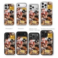 Bruno Mars retro music collage Chris Brown Phone Case Black Electroplated Silver For Iphone 11 To 17