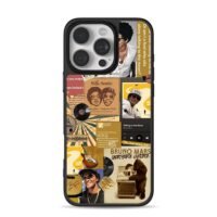 Bruno Mars retro music collage iPhone 16 Pro Max Black Case