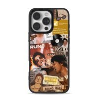 Bruno Mars retro music collage iPhone 16 Pro Max Black Case
