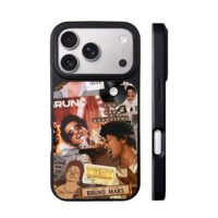Bruno Mars retro music collage iPhone 17 Pro Max Black Case