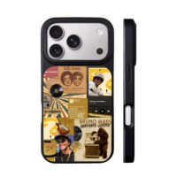 Bruno Mars retro music collage iPhone 17 Pro Max Black Case
